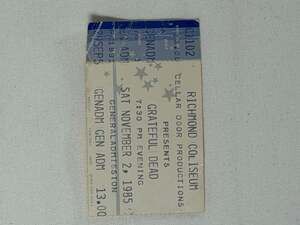 Vintage Grateful Dead Ticket Stub - November 2, 1985 at Richmond Coliseum